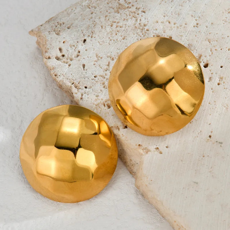 1 Pair Basic Modern Style Classic Style Round Honeycomb Thread 304 Stainless Steel 18K Gold Plated Ear Studs