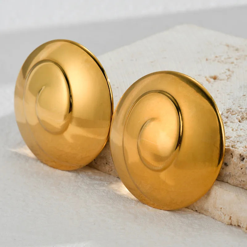 1 Pair Basic Modern Style Classic Style Round Honeycomb Thread 304 Stainless Steel 18K Gold Plated Ear Studs