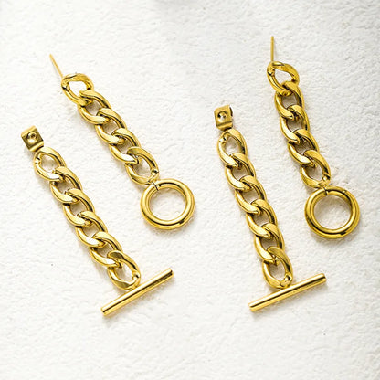 1 Pair Basic Modern Style Classic Style Solid Color Chain Plating 304 Stainless Steel 18K Gold Plated Drop Earrings