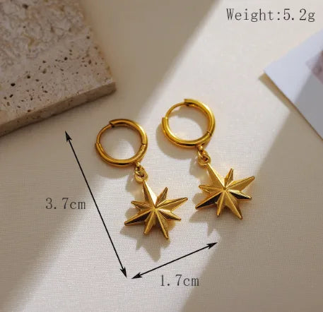 1 Pair Basic Modern Style Classic Style Star 304 Stainless Steel 18K Gold Plated Drop Earrings