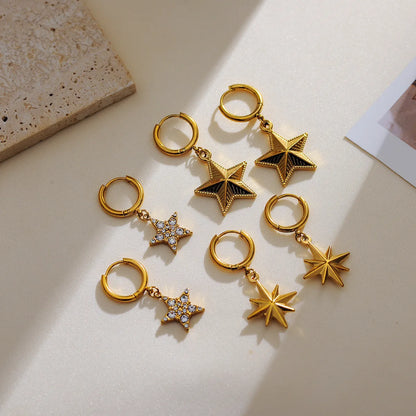 1 Pair Basic Modern Style Classic Style Star 304 Stainless Steel 18K Gold Plated Drop Earrings