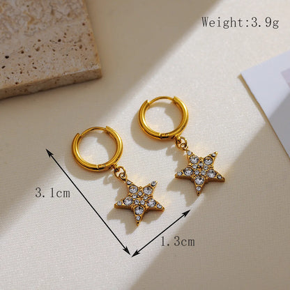 1 Pair Basic Modern Style Classic Style Star 304 Stainless Steel 18K Gold Plated Drop Earrings