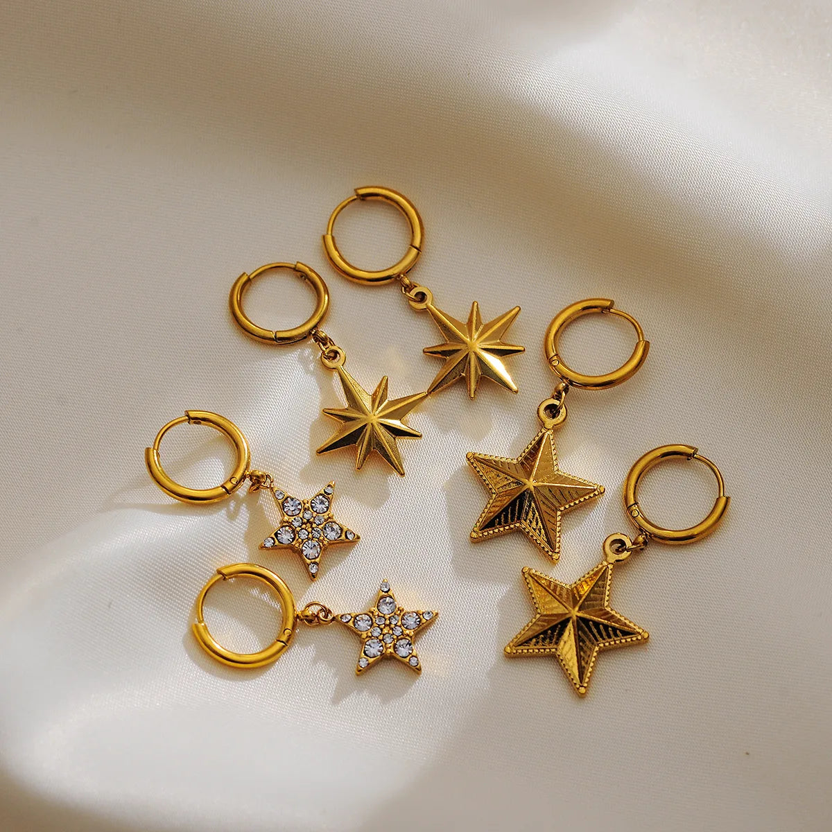 1 Pair Basic Modern Style Classic Style Star 304 Stainless Steel 18K Gold Plated Drop Earrings