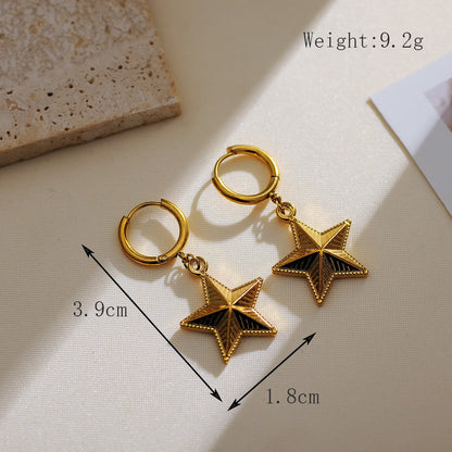 1 Pair Basic Modern Style Classic Style Star 304 Stainless Steel 18K Gold Plated Drop Earrings