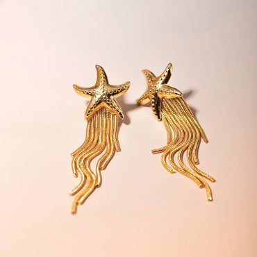 1 Pair Basic Modern Style Classic Style Starfish Tassel 304 Stainless Steel 18K Gold Plated Drop Earrings