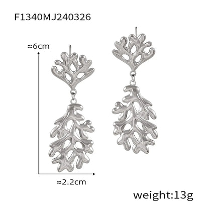 1 Pair Basic Modern Style Classic Style Tree Solid Color Spiral Plating Fission Titanium Steel Drop Earrings Ear Studs