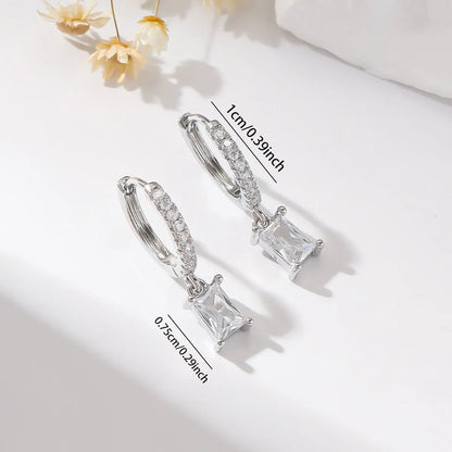 1 Pair Basic Modern Style Classic Style Triangle Heart Shape Solid Color Plating Inlay Copper Zircon Drop Earrings