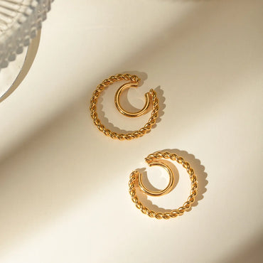 1 Pair Basic Modern Style Classic Style Twist 304 Stainless Steel 18K Gold Plated Ear Cuffs