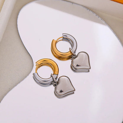 1 Pair Basic Modern Style Classic Style U Shape Heart Shape Plating Titanium Steel Drop Earrings