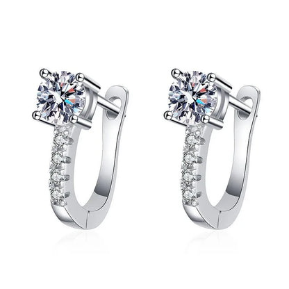 1 Pair Basic Modern Style Classic Style U Shape Plating Inlay Sterling Silver Moissanite Earrings