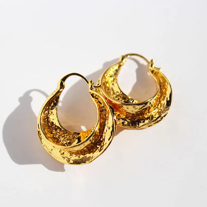 1 Pair Basic Modern Style Classic Style U Shape Solid Color Brass 24K Gold Plated Earrings