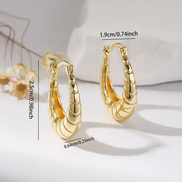 1 Pair Basic Modern Style Classic Style U Shape Solid Color Plating Copper Hoop Earrings