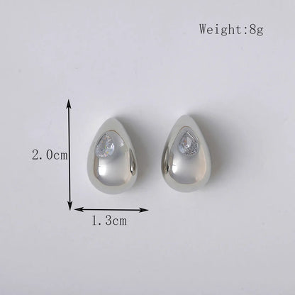 1 Pair Basic Modern Style Classic Style Water Droplets Inlay Copper Zircon 18K Gold Plated Ear Studs