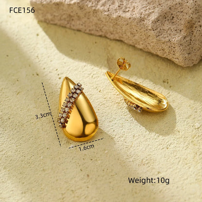 1 Pair Basic Modern Style Classic Style Water Droplets Plating 304 Stainless Steel Ear Studs