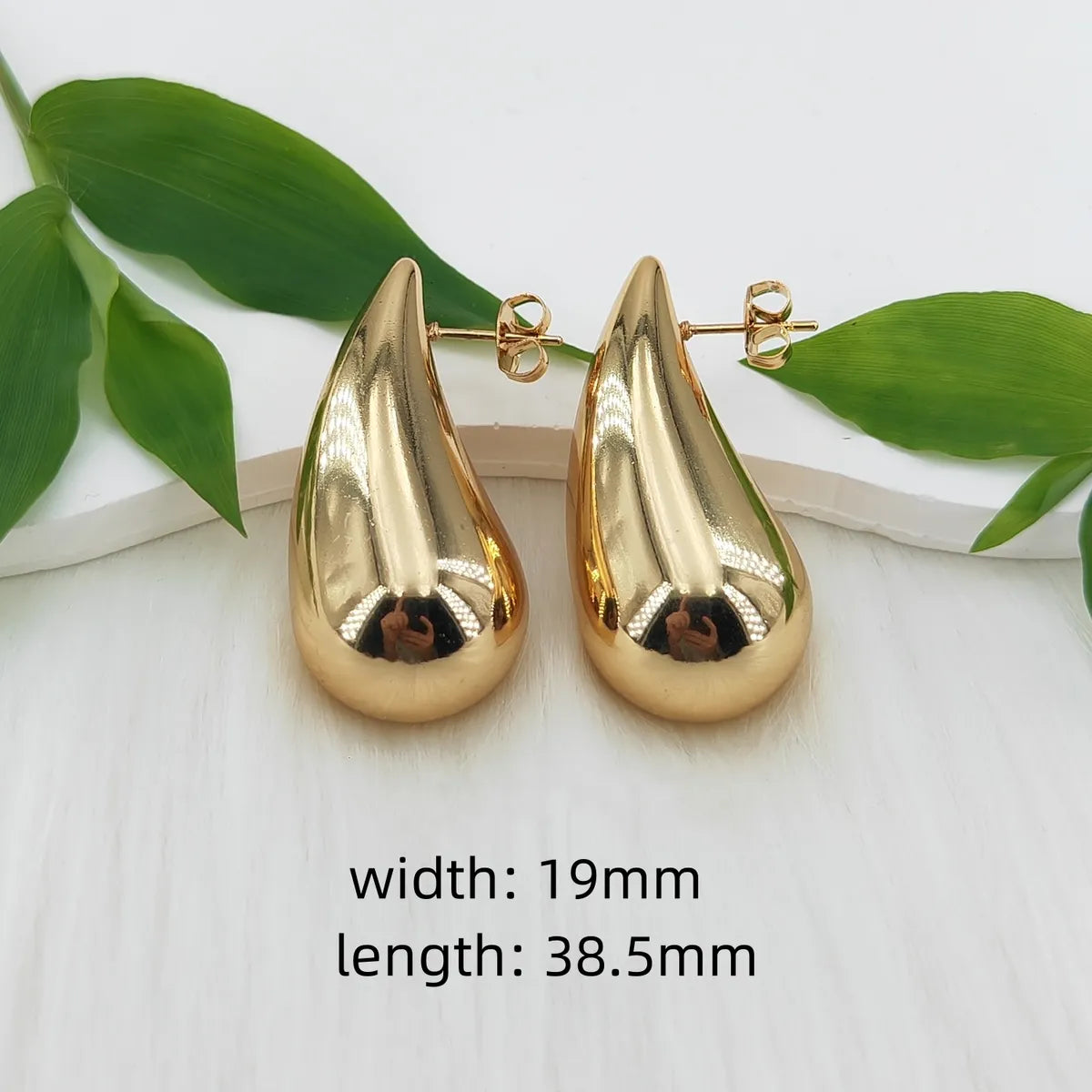 1 Pair Basic Modern Style Classic Style Water Droplets Polishing 304 Stainless Steel Steel 18K Gold Plated 24K Gold Plated Gold Plated Ear Studs