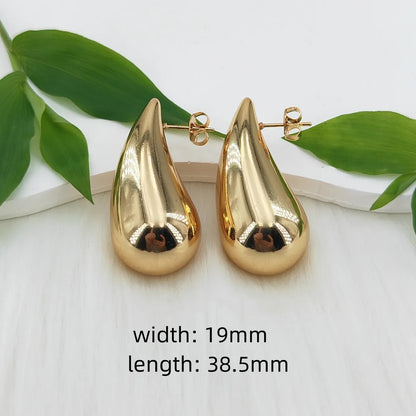 1 Pair Basic Modern Style Classic Style Water Droplets Polishing 304 Stainless Steel Steel 18K Gold Plated 24K Gold Plated Gold Plated Ear Studs