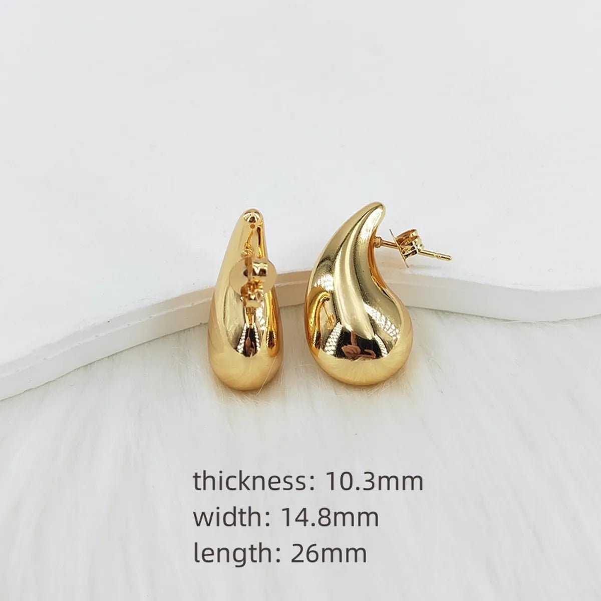 1 Pair Basic Modern Style Classic Style Water Droplets Polishing 304 Stainless Steel Steel 18K Gold Plated 24K Gold Plated Gold Plated Ear Studs