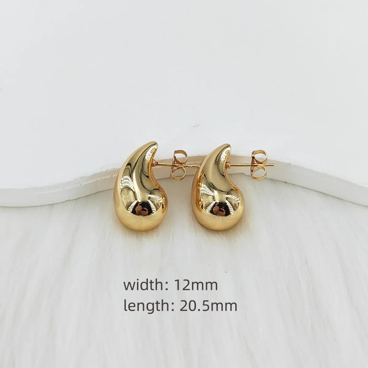 1 Pair Basic Modern Style Classic Style Water Droplets Polishing 304 Stainless Steel Steel 18K Gold Plated 24K Gold Plated Gold Plated Ear Studs