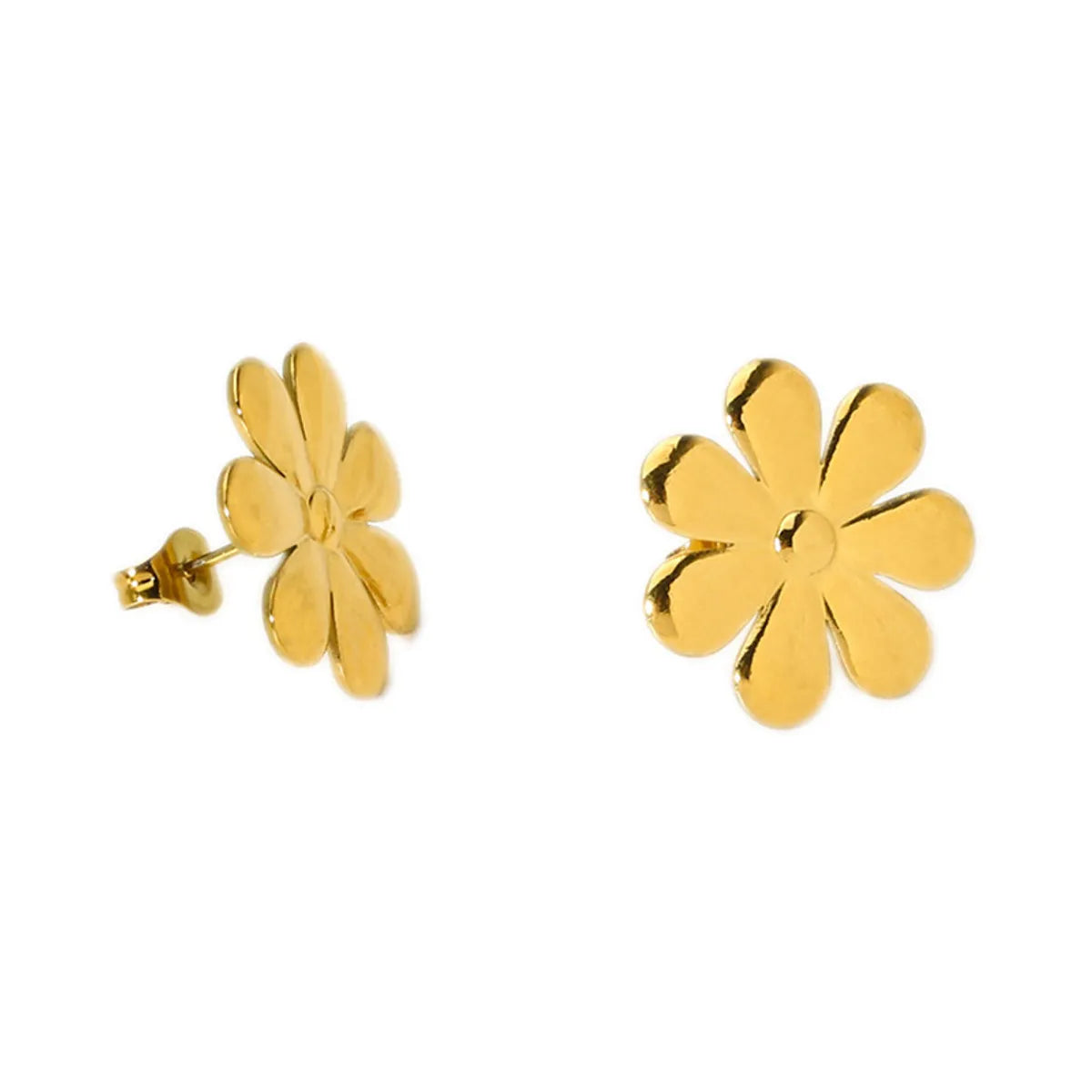 1 Pair Basic Modern Style Flower Plating Stainless Steel 18k Gold Plated Ear Studs