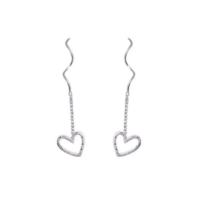 1 Pair Basic Modern Style Heart Shape Sterling Silver Drop Earrings