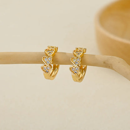 1 Pair Basic Modern Style IG Style Leaves Flower Inlay Copper Zircon Earrings