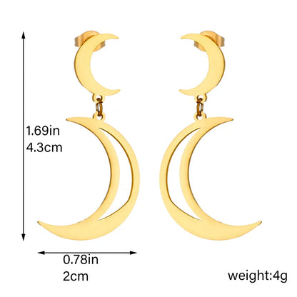 1 Pair Basic Modern Style Moon Plating 304 Stainless Steel No Inlaid 18K Gold Plated Drop Earrings