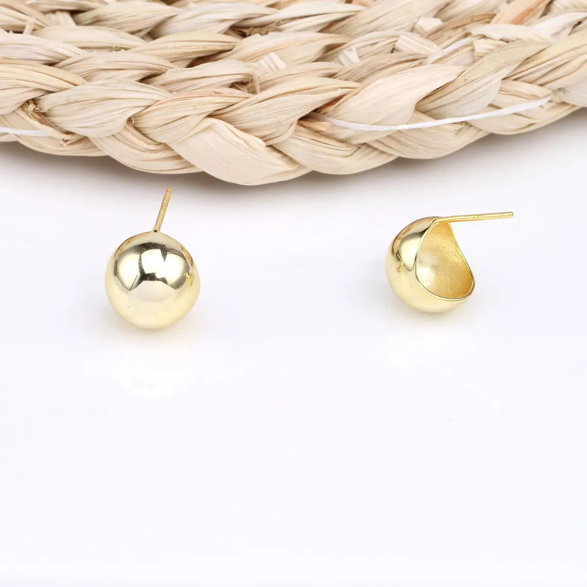 1 Pair Basic Modern Style Semicircle Plating Sterling Silver Ear Studs