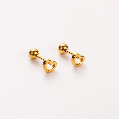 1 Pair Basic Modern Style Simple Style Letter Heart Shape Wings 304 Stainless Steel 14K Gold Plated Ear Studs