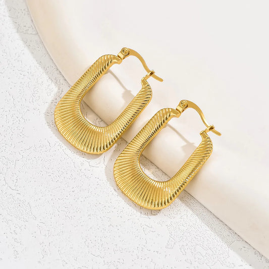 1 Pair Basic Modern Style U Shape Plating Stainless Steel 18k Gold Plated Hoop Earrings