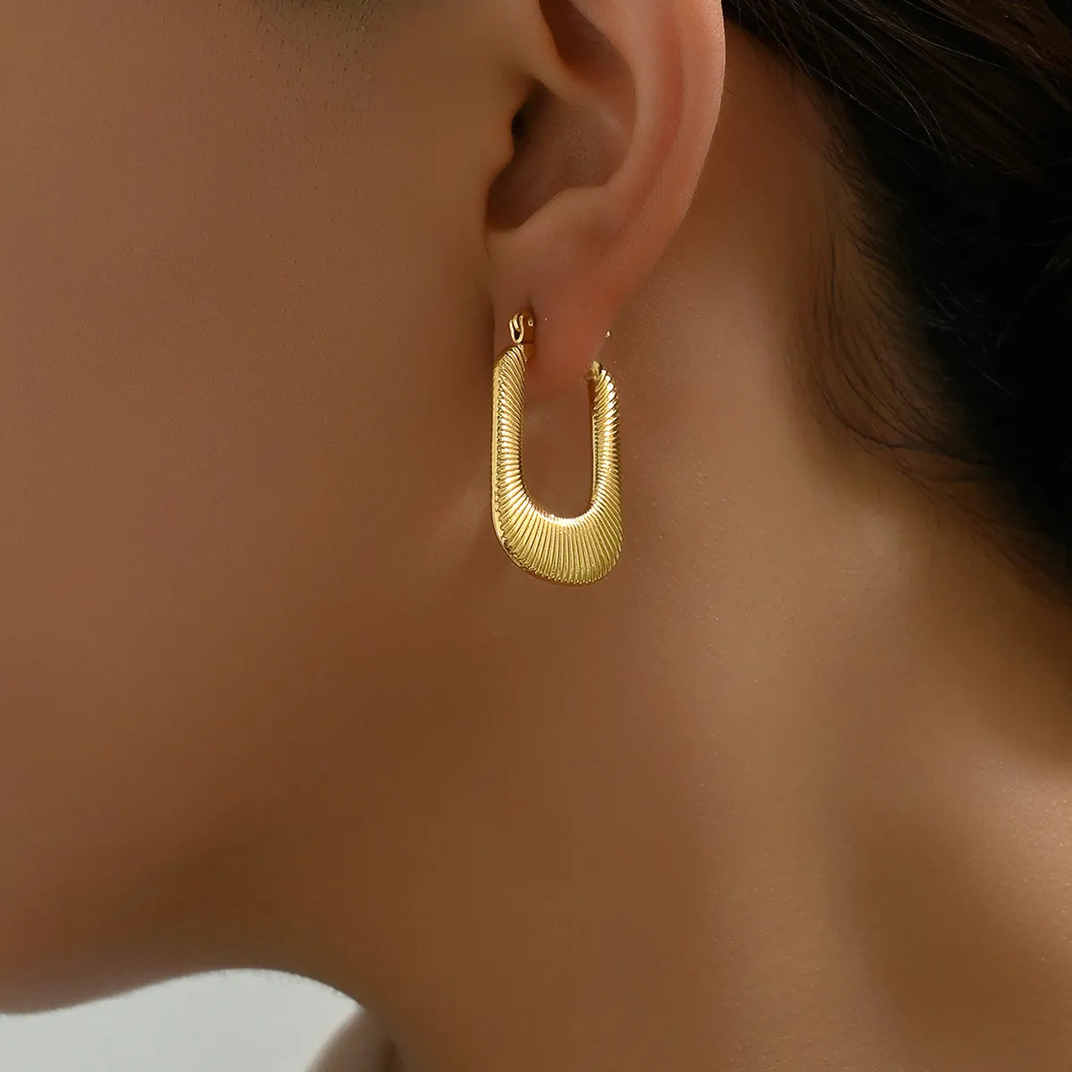 1 Pair Basic Modern Style U Shape Plating Stainless Steel 18k Gold Plated Hoop Earrings