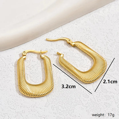 1 Pair Basic Modern Style U Shape Plating Stainless Steel 18k Gold Plated Hoop Earrings