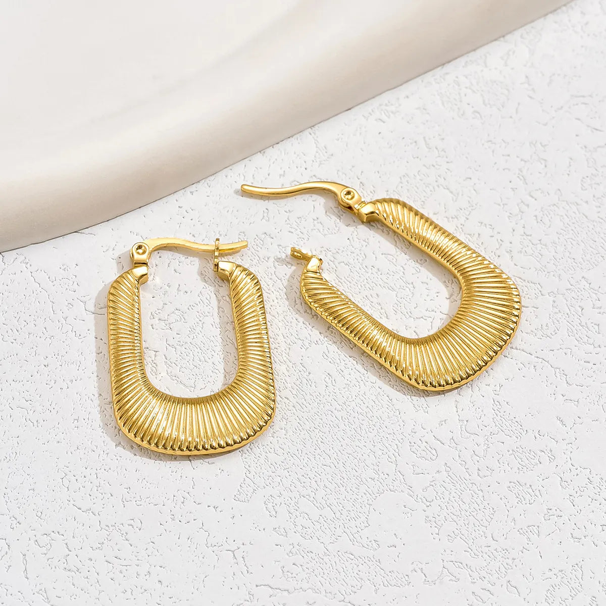 1 Pair Basic Modern Style U Shape Plating Stainless Steel 18k Gold Plated Hoop Earrings