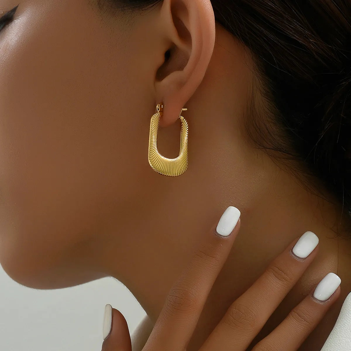 1 Pair Basic Modern Style U Shape Plating Stainless Steel 18k Gold Plated Hoop Earrings