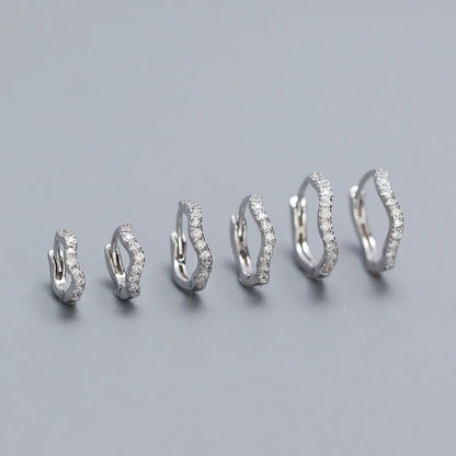 1 Pair Basic Modern Style Waves Plating Inlay Sterling Silver Zircon Earrings