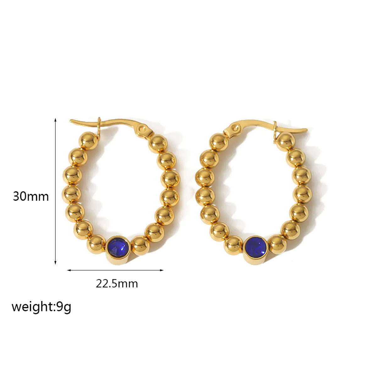 1 Pair Basic Oval Polishing Plating Inlay Stainless Steel Zircon 18k Gold Plated Earrings