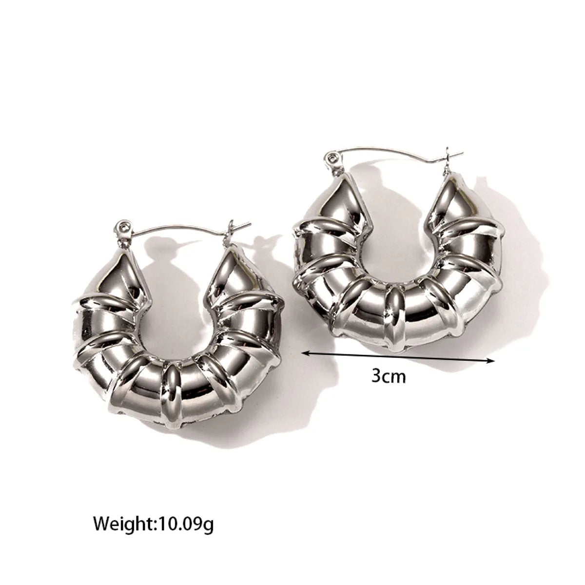 1 Pair Basic Retro Classic Style C Shape Round Solid Color Plating 304 Stainless Steel Hoop Earrings Ear Studs