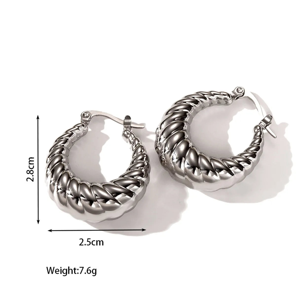 1 Pair Basic Retro Classic Style C Shape Round Solid Color Plating 304 Stainless Steel Hoop Earrings Ear Studs