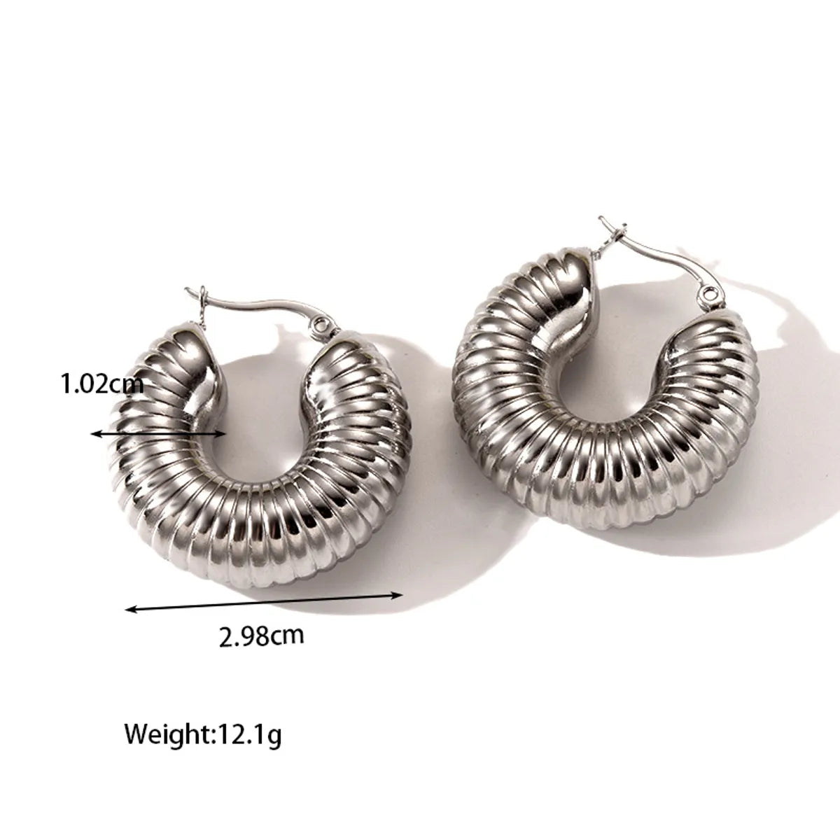 1 Pair Basic Retro Classic Style C Shape Round Solid Color Plating 304 Stainless Steel Hoop Earrings Ear Studs