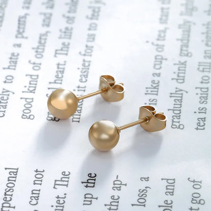 1 Pair Basic Round Plating 304 Stainless Steel 18K Gold Plated Raw Steel Ear Studs