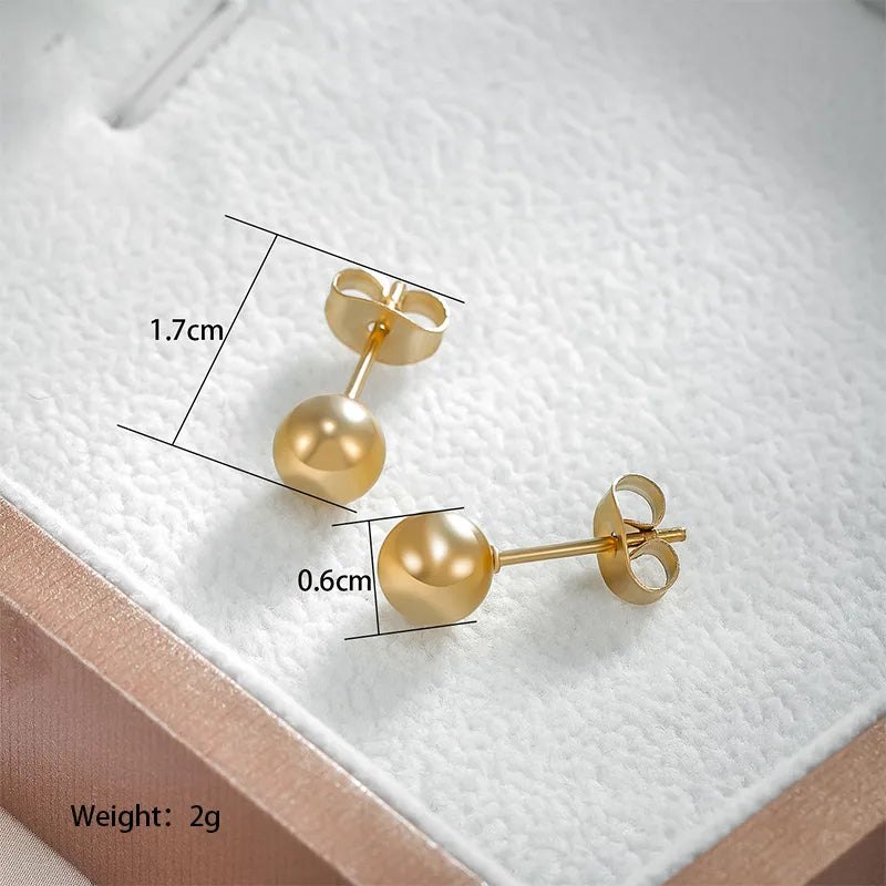 1 Pair Basic Round Plating 304 Stainless Steel 18K Gold Plated Raw Steel Ear Studs