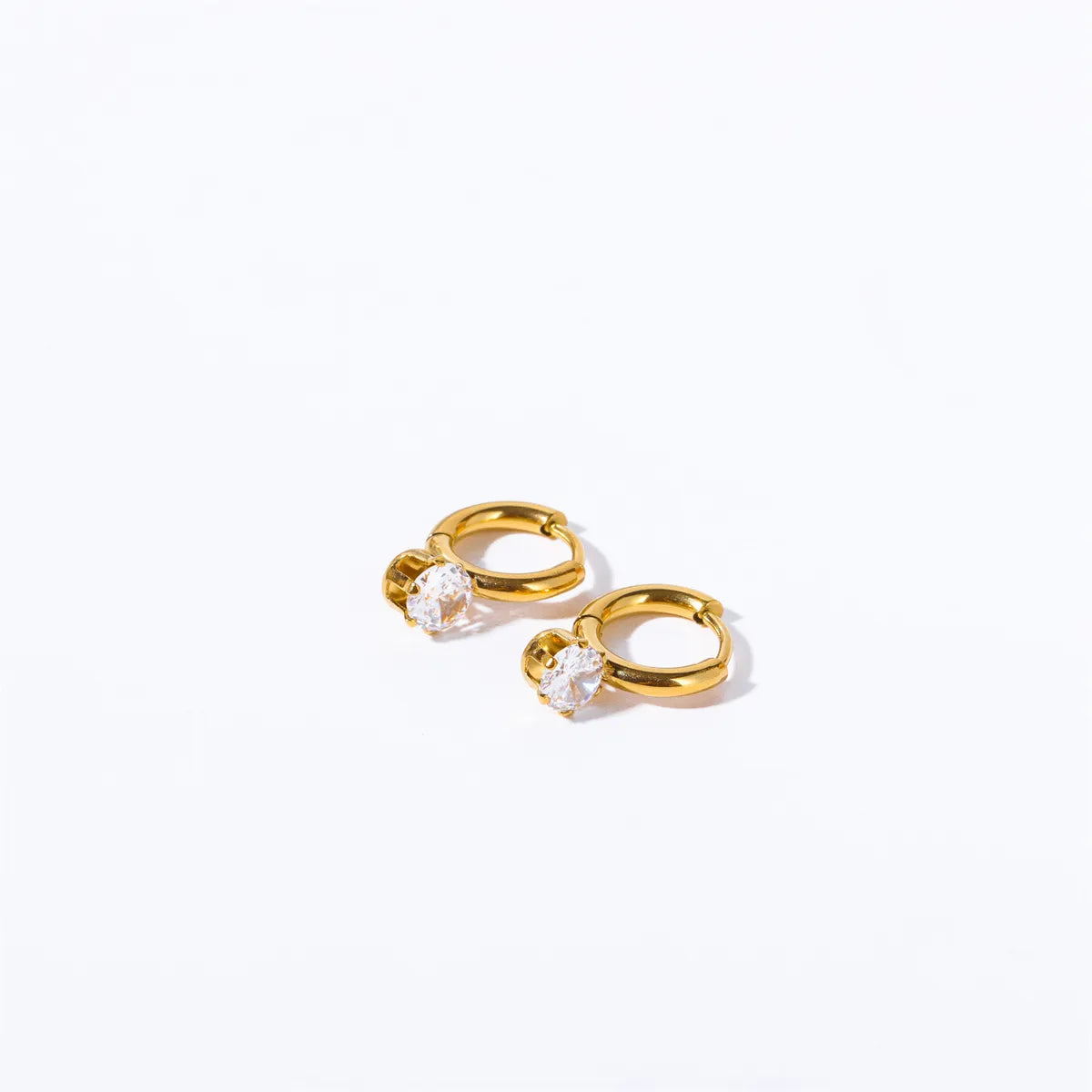 1 Pair Basic Round Plating Stainless Steel 18k Gold Plated Earrings