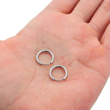 1 Pair Basic Round Stainless Steel Earrings