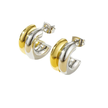 1 Pair Basic Simple Style C Shape Plating 304 Stainless Steel Ear Studs