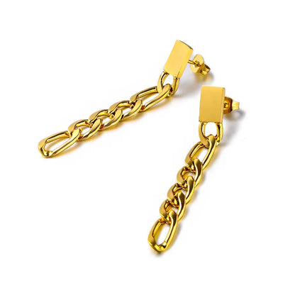 1 Pair Basic Simple Style Chain 304 Stainless Steel 18K Gold Plated Drop Earrings