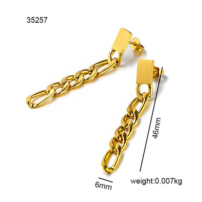 1 Pair Basic Simple Style Chain 304 Stainless Steel 18K Gold Plated Drop Earrings