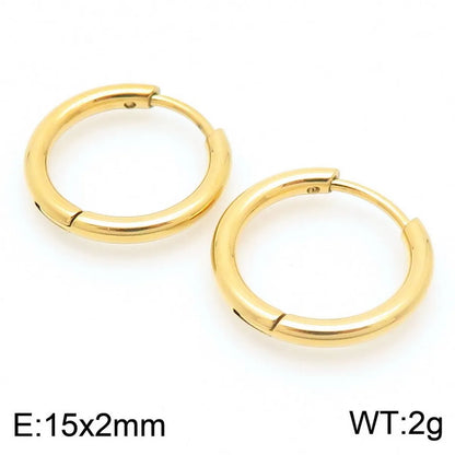 1 Pair Basic Simple Style Classic Style Geometric Star Solid Color 304 Stainless Steel 18K Gold Plated Hoop Earrings