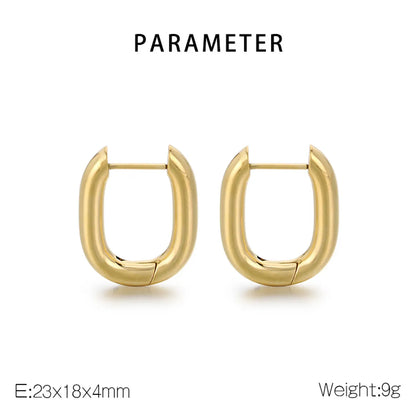 1 Pair Basic Simple Style Classic Style Geometric Star Solid Color 304 Stainless Steel 18K Gold Plated Hoop Earrings