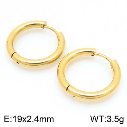 1 Pair Basic Simple Style Classic Style Geometric Star Solid Color 304 Stainless Steel 18K Gold Plated Hoop Earrings