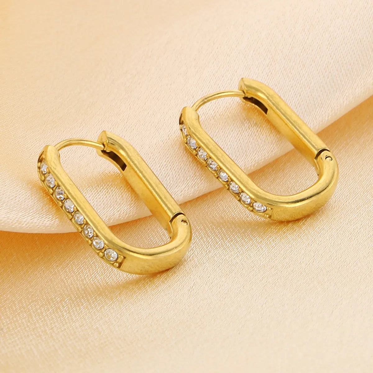 1 Pair Basic Simple Style Classic Style Geometric Star Solid Color 304 Stainless Steel 18K Gold Plated Hoop Earrings