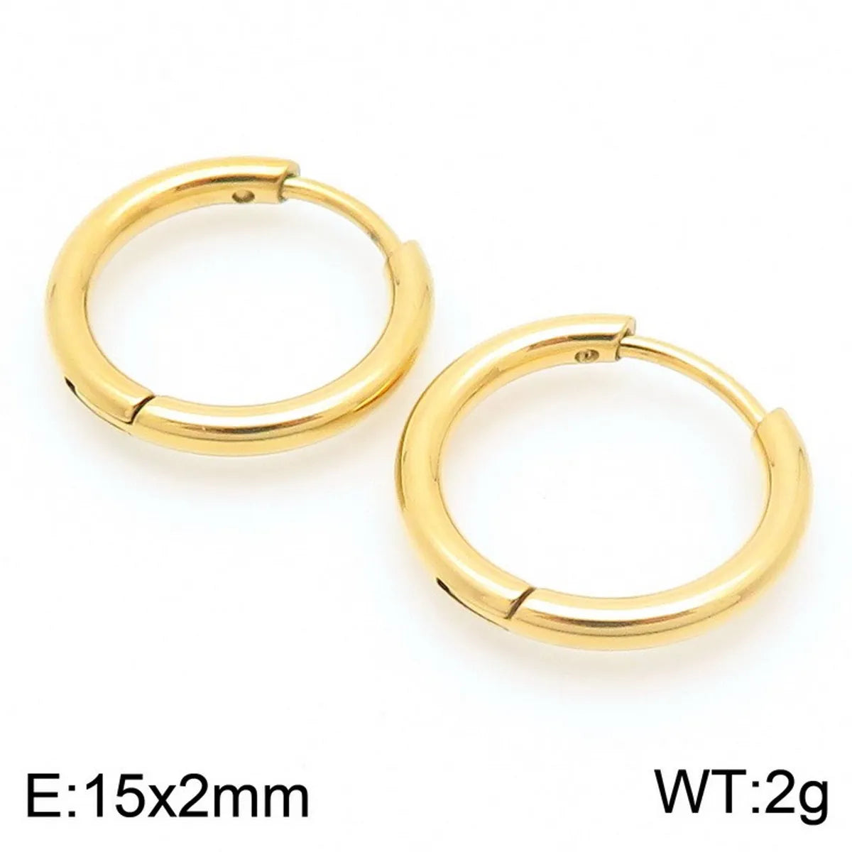 1 Pair Basic Simple Style Classic Style Geometric Star Solid Color 304 Stainless Steel 18K Gold Plated Hoop Earrings